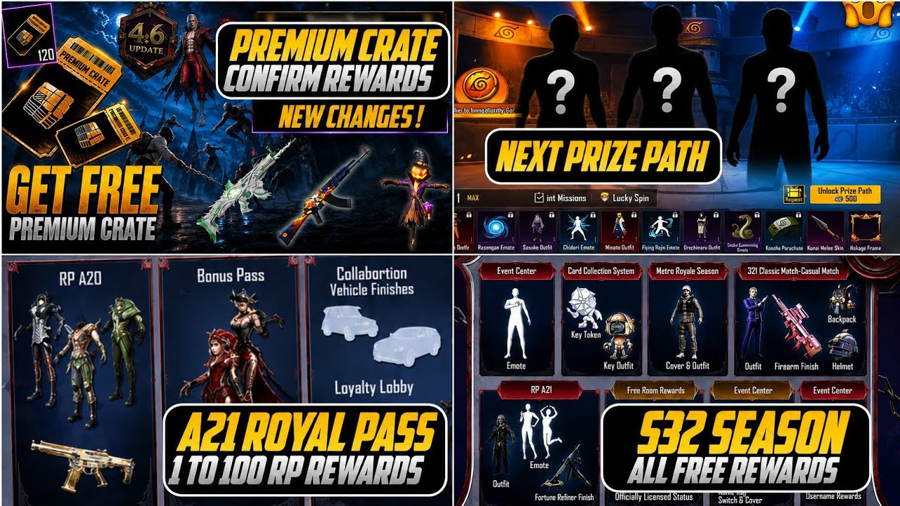 Confirm Next Premium Crate And A21 Royal Pass 1 To 100 RP Rewards | Next Ultimates And Free Rewards