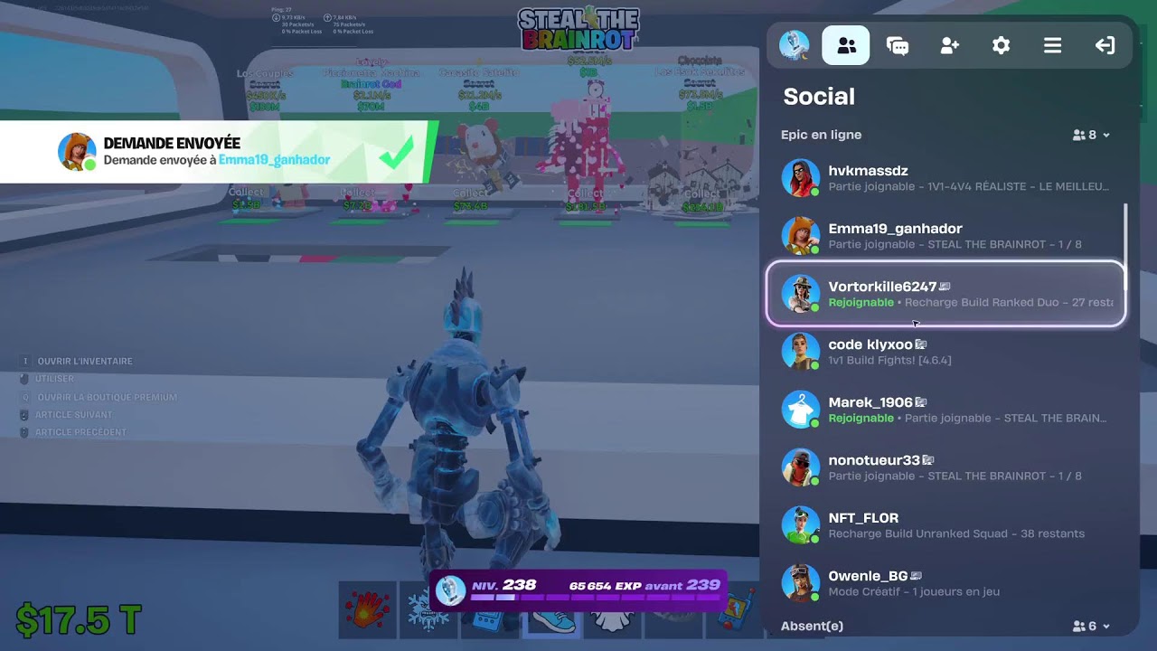 Live Fortnite FR - Admin Abuse (Steal The Brainrot)