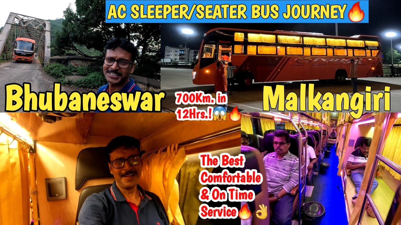 Bhubaneswar To  Malkangiri🔥NILKANTHESWAR Orange AC Sleeper Bus Journey🔥🔥| Traveling  2 day |