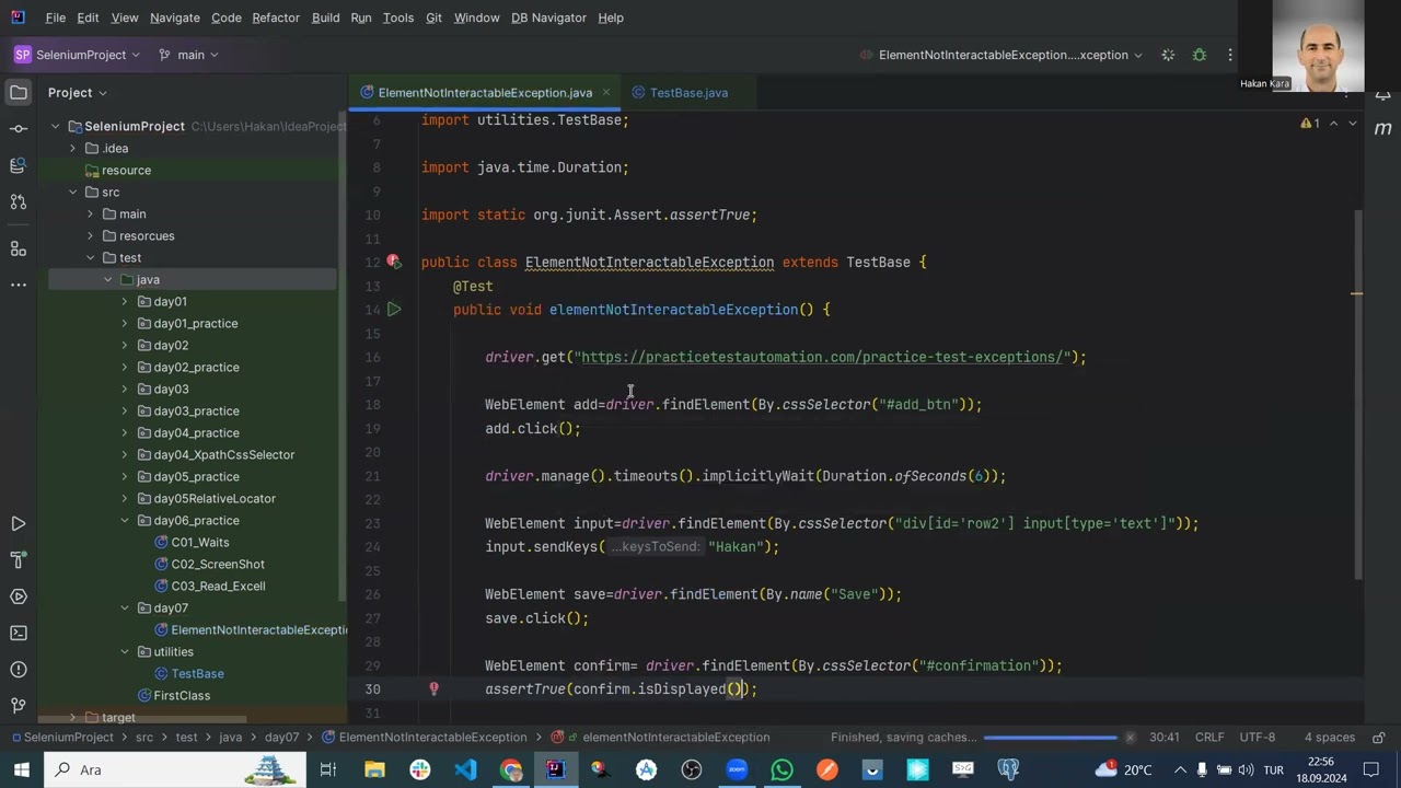 ElementNotInteractableException