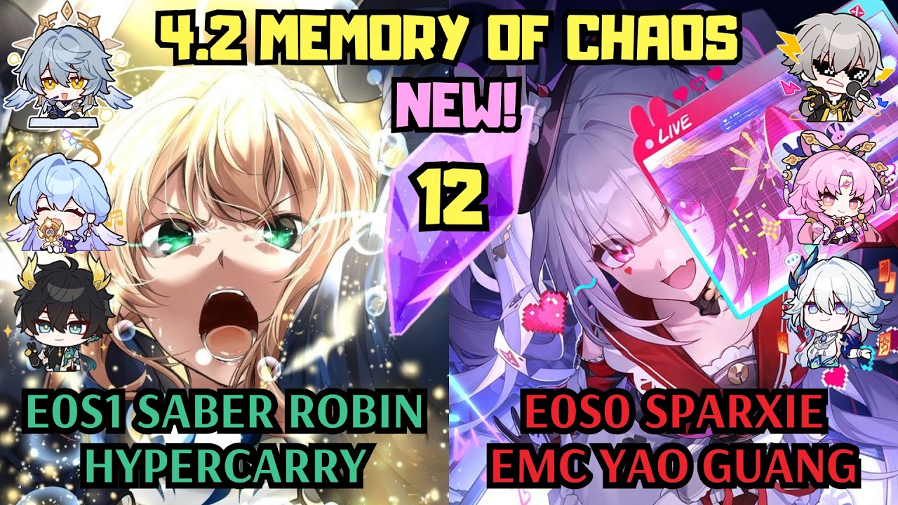 E0 Saber Robin Hypercarry & E0 Sparxie EMC Yao Guang | 4.2 NEW Memory of Chaos 12 | Honkai Star Rail