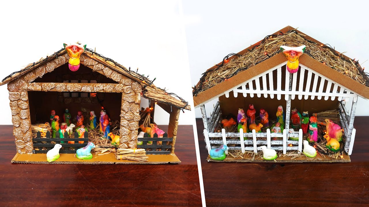 Best 2 Christmas Crib Making Ideas | DIY Nativity Scene | Easy & Simple Home Made Christmas Crib