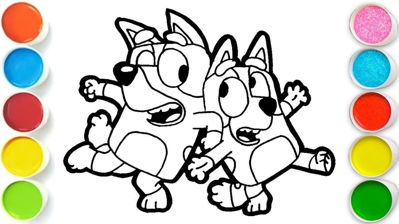 How to draw Bingo and bluey Painting & Coloring For Kids and Toddlers_ Easy Art