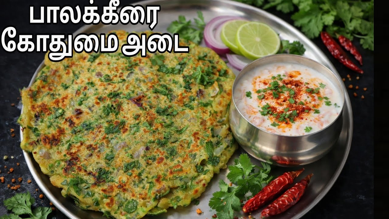 சத்தும் சுவையும் நிறைந்த பாலக்கீரை கோதுமை அடை- Palak Keerai Wheat Roti