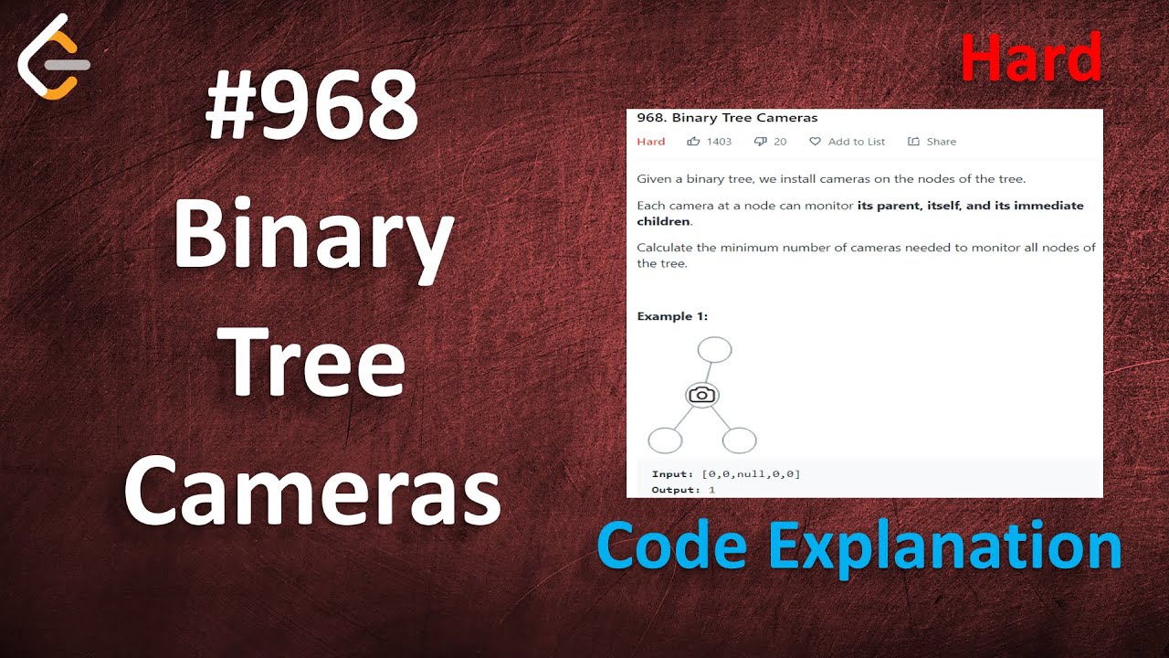 Binary Tree Cameras | Live Coding with Explanation | Leetcode - 968