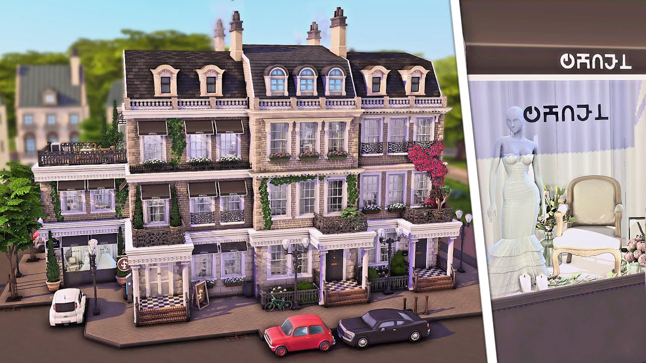 London Townhouses with Bridal Boutique | The Sims 4 Speed Build