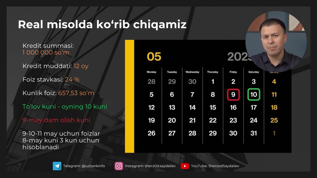 Kreditga foiz qanday hisoblanadi? Real misolda ko'rib chiqamiz.