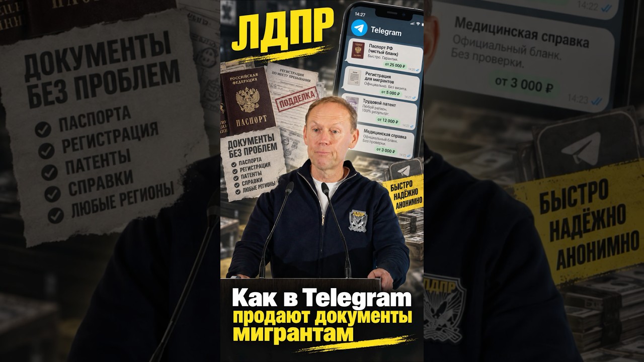 КАК В TELEGRAM ПРОДАЮТ ДОКУМЕНТЫ МИГРАНТАМ #лдпр #слуцкий #жириновский  #мигранты #безопасность
