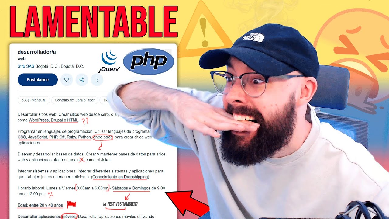 Reaccionando a trabajos BASURA de Programador en Colombia 🤮 LAMENTABLE: Dev disponible en NOCHEBUENA