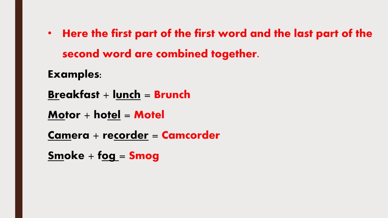 Blending or Portmanteau ( Word Formation)