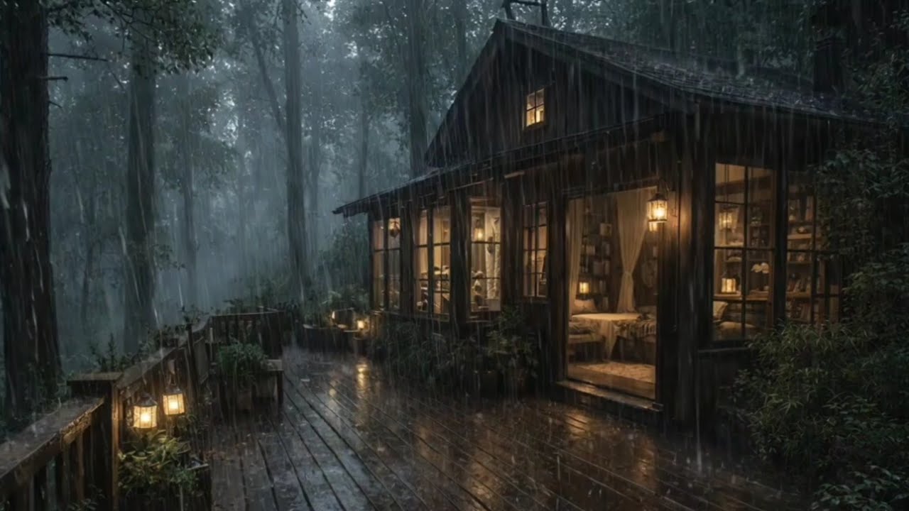 Rain Falling on a Cozy House 🌧️ Peaceful Rain Sounds for Deep Sleep