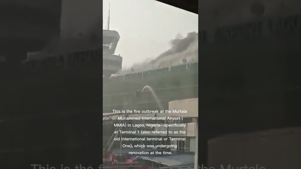 Масштабный пожар охватил аэропорт имени Мурталы Мохаммеда в Лагосе! Густой дым, хаос и низкое дав...