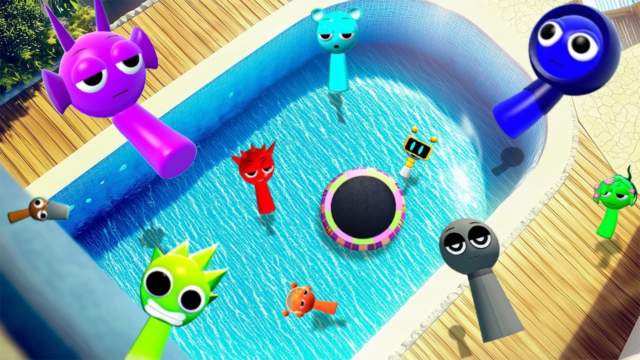 GTA 5 Incredibox Sprunki Team x Mini Sprunki Jumping Ragdolls into Water!