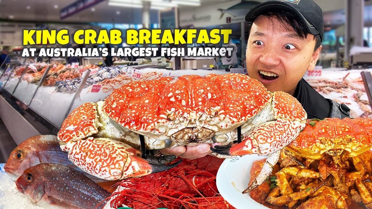 MASSIVE Tasmanian King Crab 🦀 & LOBSTER NOODLES 🍜 for BREAKFAST at Australia&rsquo;s LARGEST Fish Market