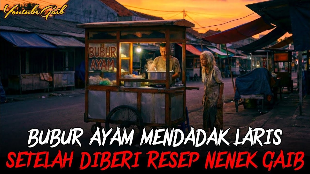 PEDAGANG BUBUR AYAM DIDEPAN PASAR MENDADAK LARIS SETELAH DIBERI RESEP NENEK GAIB PENUNGGU PASAR