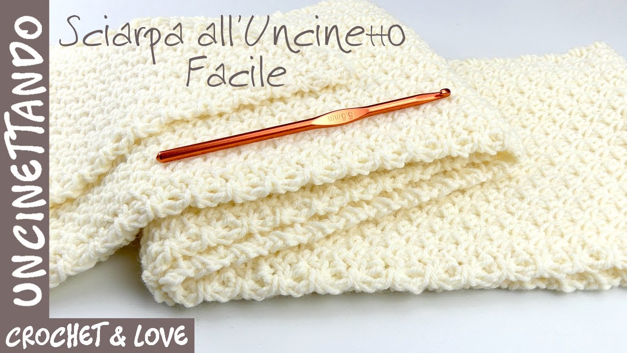 Tutorial Uncinetto - Sciarpa unisex facile per principianti (sottotitoli in inglese e spagnolo)