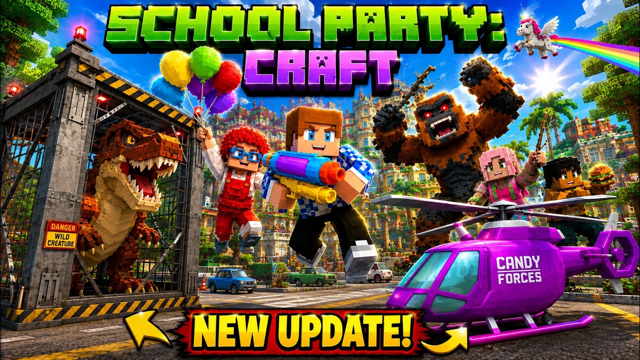 SCHOOL PARTY CRAFT &mdash; NEW UPDATE! CRAZY NEW HELICOPTER & DINOSAUR CAGE!