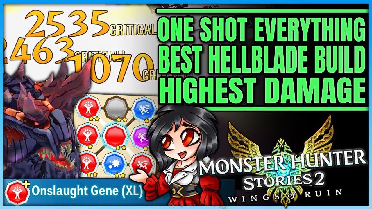 Best Hellblade Glavenus Monstie Gene Build - Highest Damage Crit Machine - Monster Hunter Stories 2!