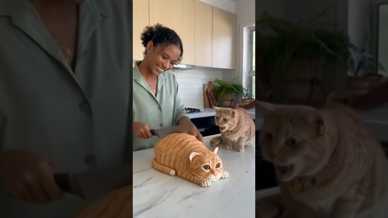She Cuts a Cat Cake &mdash; and the Real Cat Freaks Out! | &lsquo;Calma, &eacute; s&oacute; bolo!