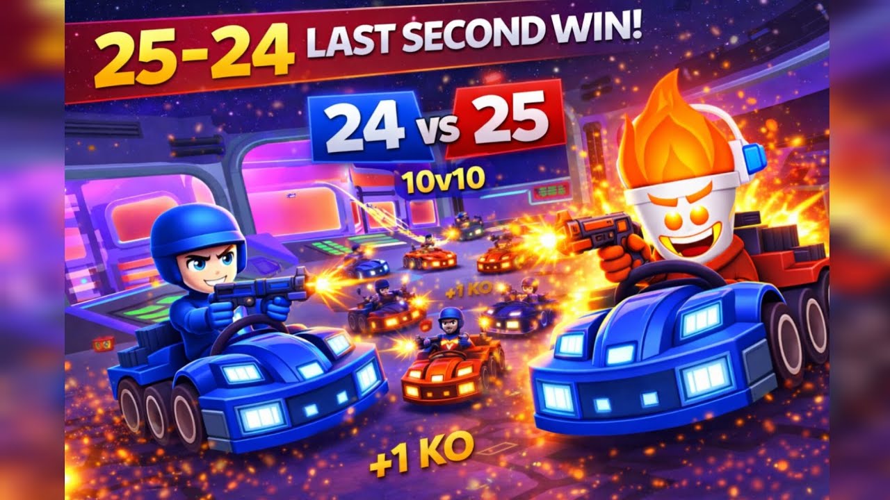 Last Second Win! 25-24 Team Battle (10v10) | Smash Karts| Space Station 