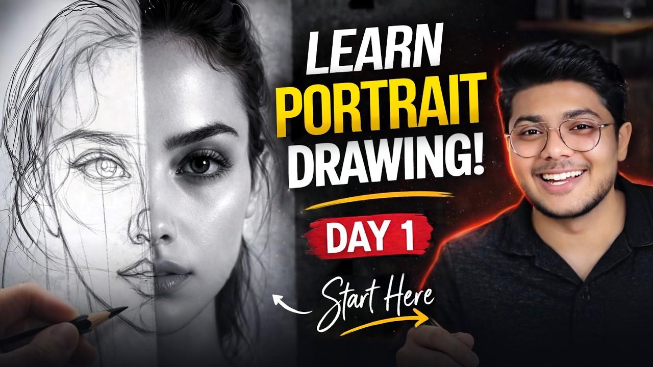 Agar Portrait Drawing Seekhni Hai To Yahi Se Start Karo (Day 1) - Portrait Drawing for Beginners 