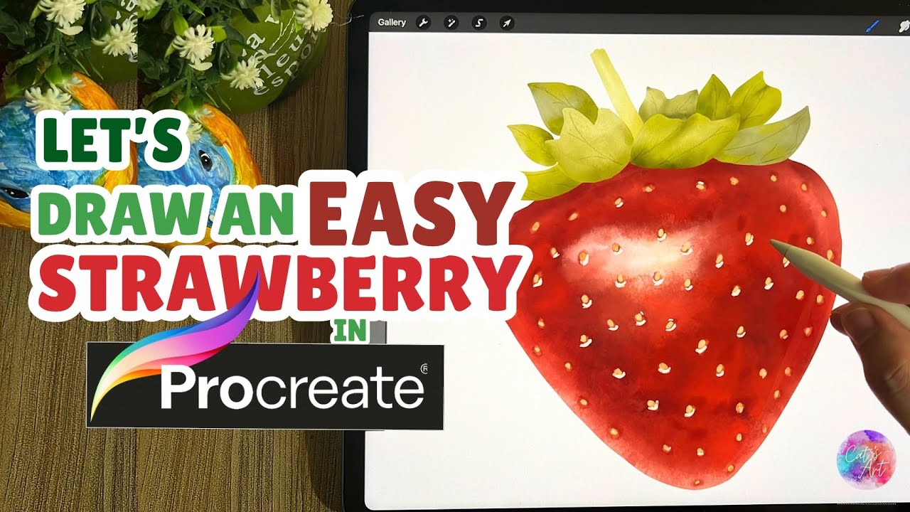 How to Draw a Watercolor Strawberry in Procreate | Easy Digital Painting Tutorial for Beginners