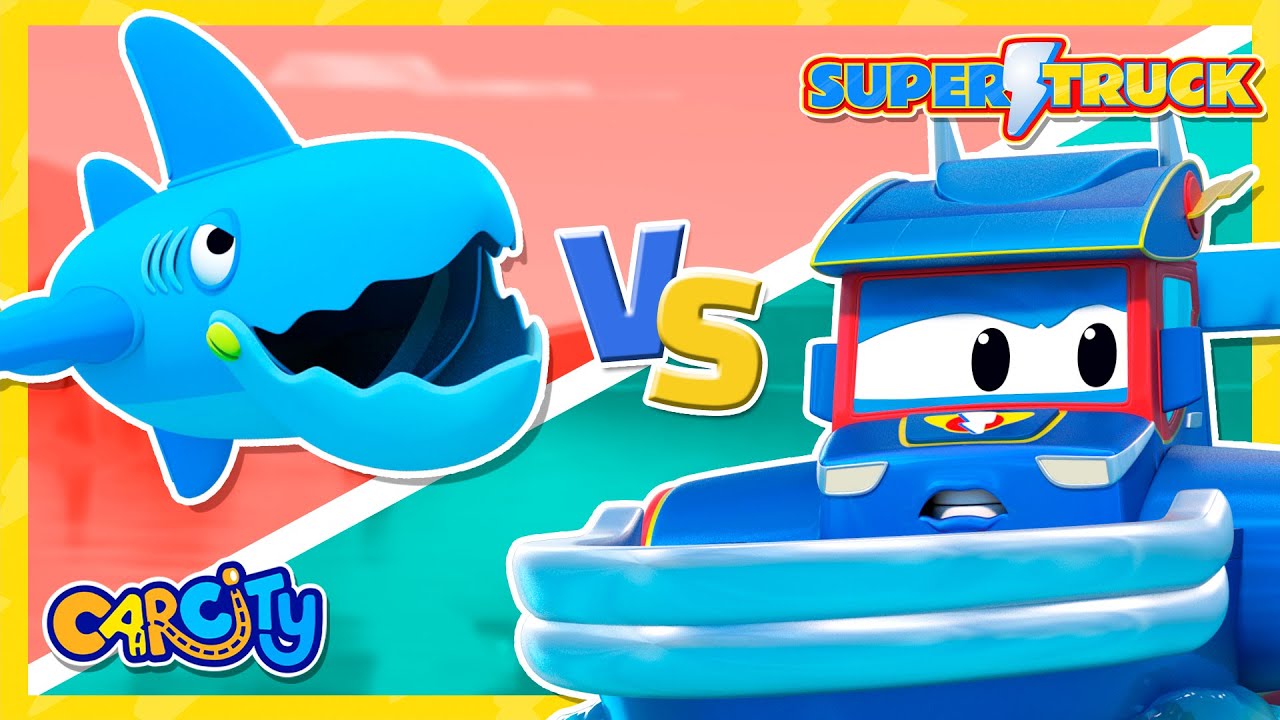 Super Truck vs SHARKS! 🦈 Who will win? | Shark Week Compilation 🌊 | Trucks Videos for Children