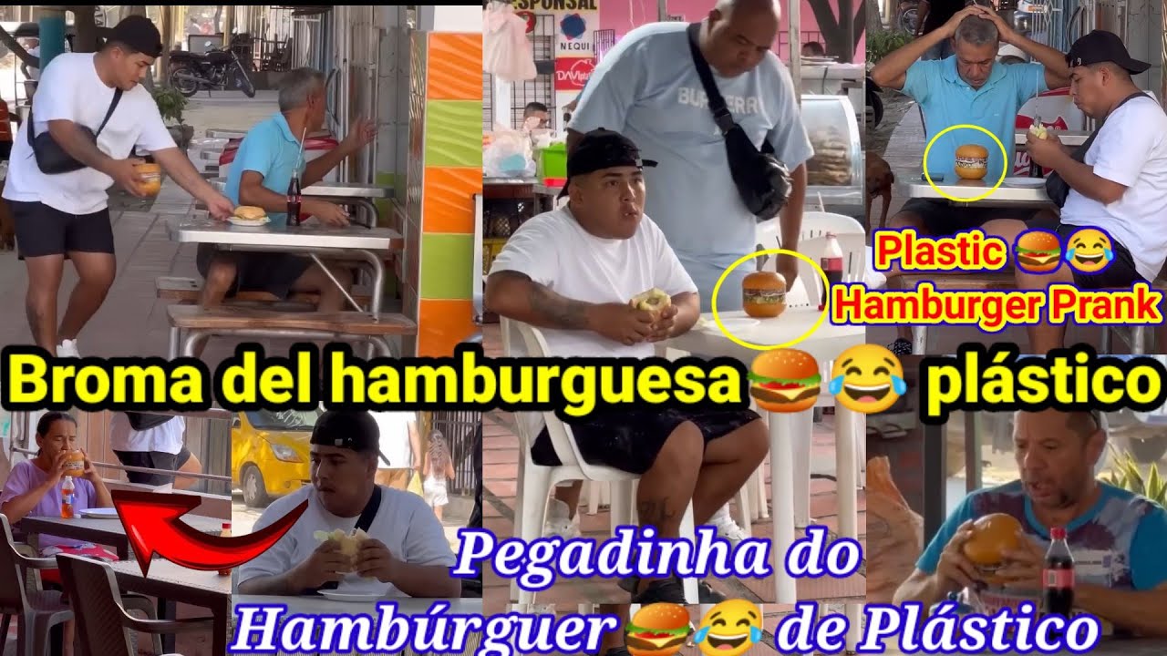 Broma la hamburguesa🍔😂 plástico / Pegadinha do Hambúrguer🍔😂 de Plástico /Plastic 🍔😂Hamburger Prank