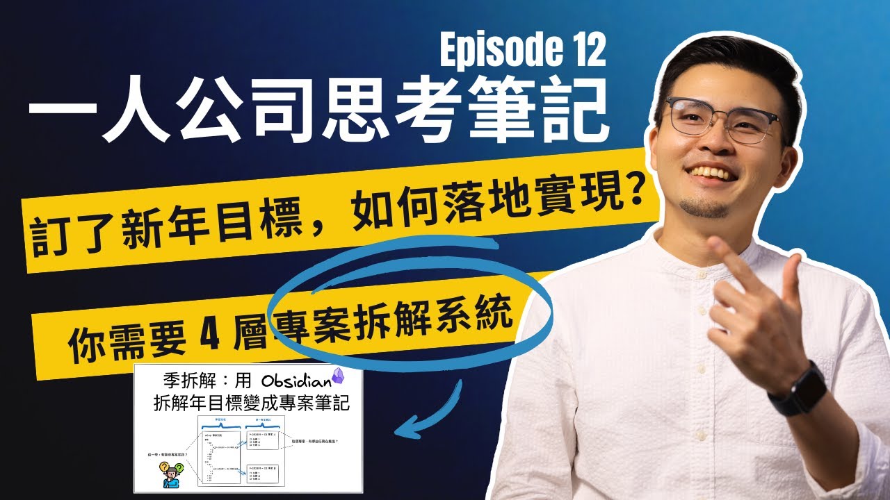 季拆解：新年訂了新目標，但總是做不到？用 Obsidian 打造「季拆解」系統，把抽象目標變成每天 25 分鐘的具體行動| 【一人公司思考筆記】EP 12