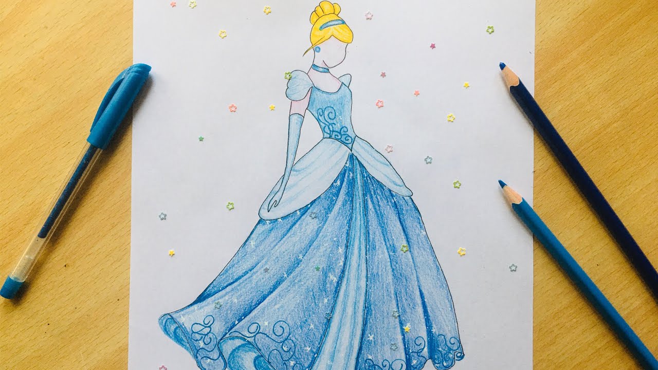 PRINCESS CINDERELLA Easy Step By Step Drawing | Disney Princess | BUDGET ART | Barbie