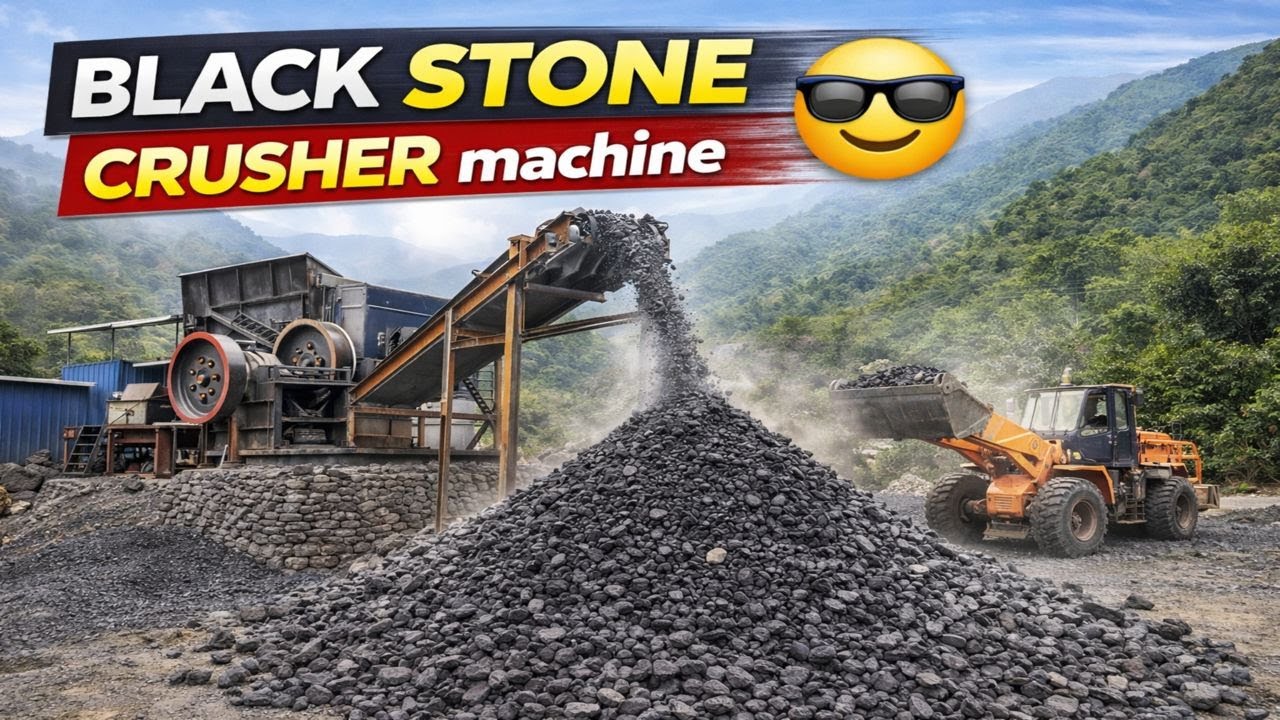 BLACK STONE CRUSHER MACHINE 😎 | Powerful Stone Crushing in Hill Station | Full Process