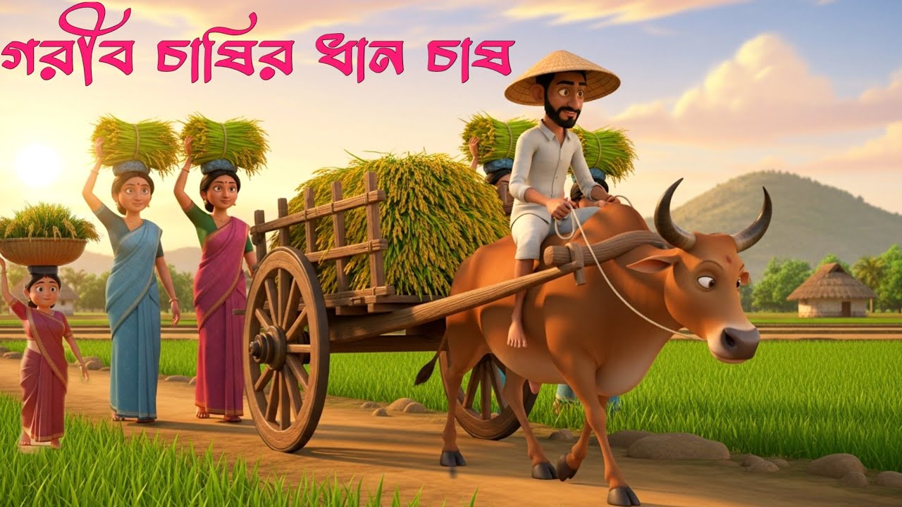 গরীব চাষির ধানের চাষ //গরুর গাড়িতে ধান আনা 🔥 বাংলা কার্টুন ভিডিও 🌹 // Bangla Cartoon || new cartoon
