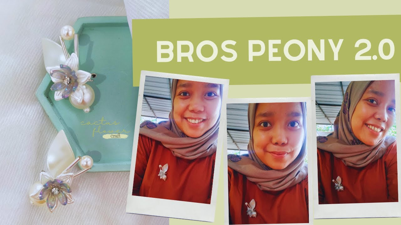 TUTORIAL DIY Bros Mutiara Simple Mudah Diikuti || Bros PEONY 2.0 || Cactus Flower Craft