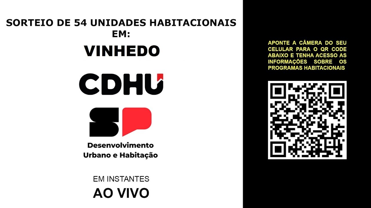 Sorteio de 54 unidades habitacionais no empreendimento Vinhedo-G em Vinhedo