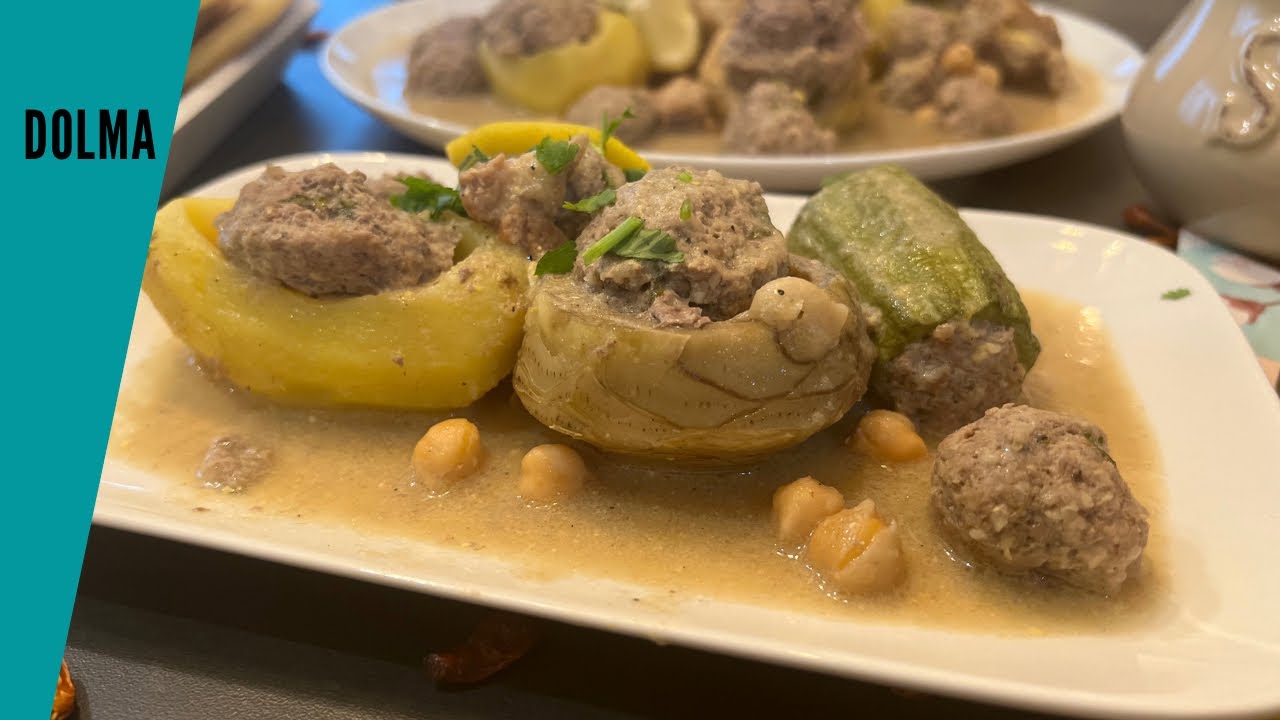 DOLMA Artichauts, Courgettes, Pomme de terres délicieuse دولما قرنون قرعة و بطاطا بنة و لا أروع