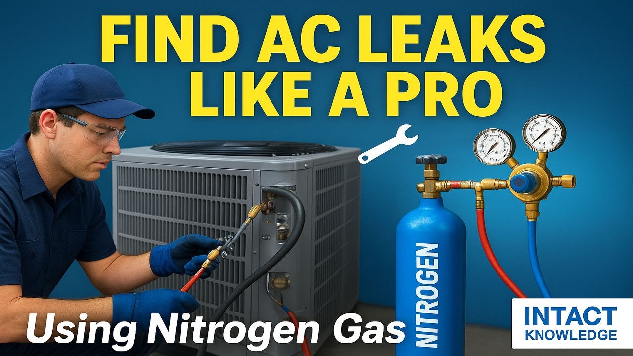 AC Refrigerant Leak Test Using Nitrogen Gas | Working Animation | HVAC Leak Testing Tutorial