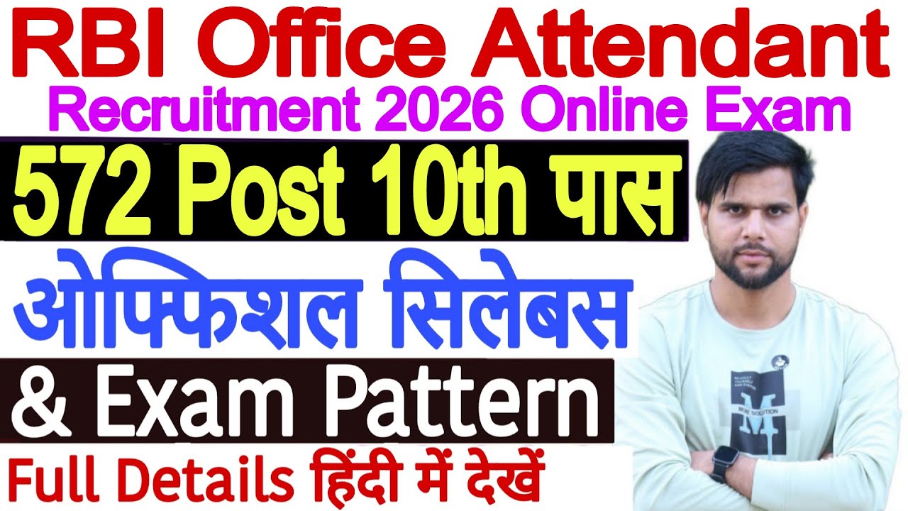 RBI Office Attendant Syllabus 2026 | RBI Office Attendant Vacancy 2026 Syllabus and Exam Pattern