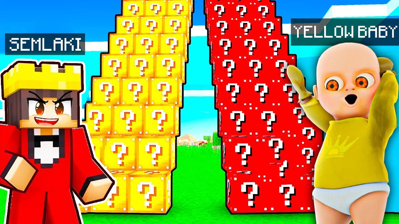 BABY IN YELLOW vs LUCKY BLOCK Treppen Rennen in Minecraft!