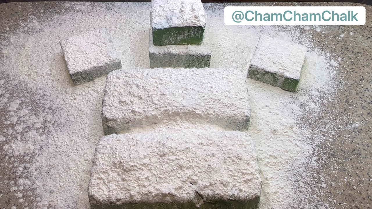 Super Dusty Gym Chalk Reforms w/ Cornstarch 🤍💚🌽| ChamChamChalk | ASMR Anxiety Relief | Sleep-aide