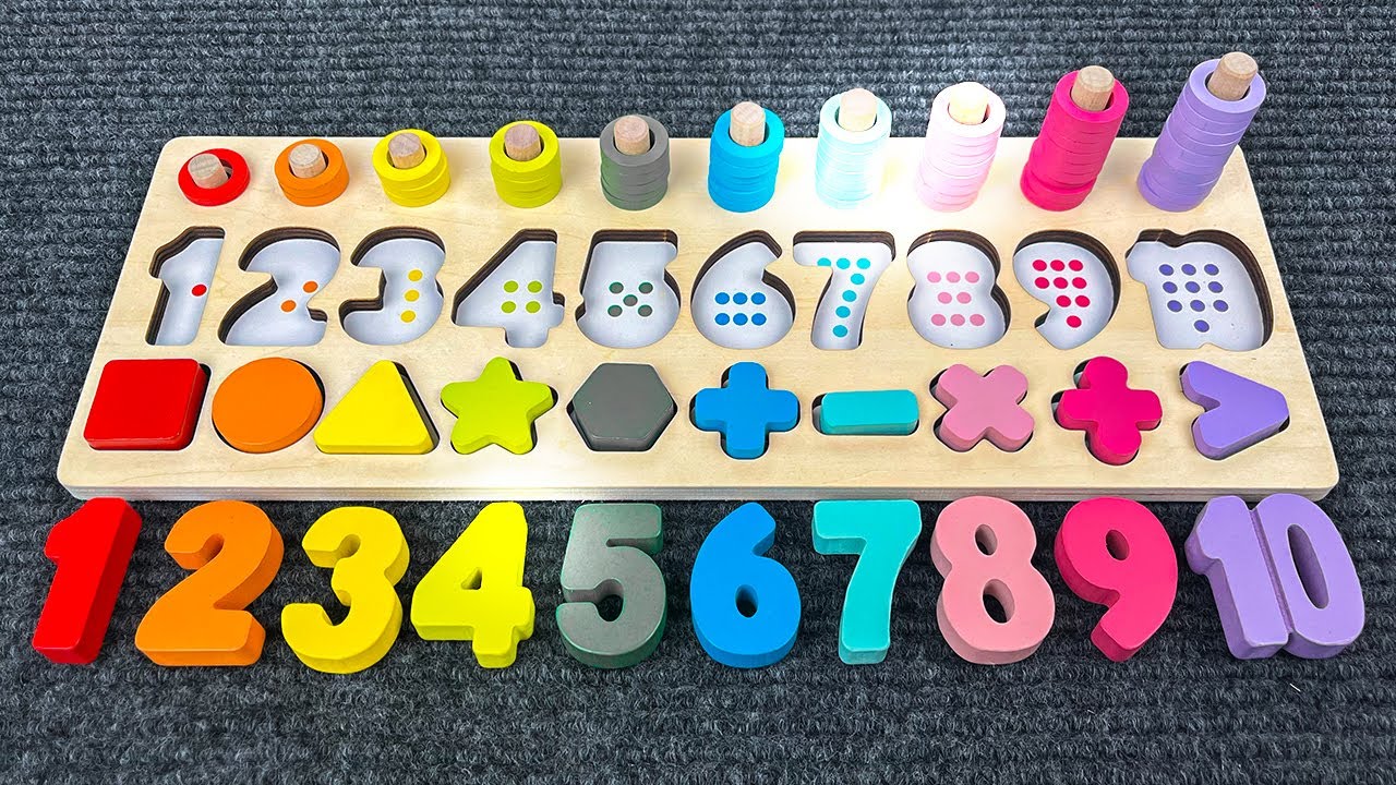 Find the Missing Numbers and Shapes with a Montessori Activity Puzzle  | Preschool Toddler Learning