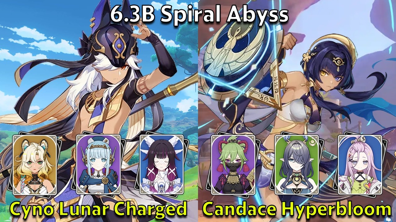 C1 Cyno Lunar Charged и C6 Candace Hyperbloom - Полное прохождение Спиральной Бездны в Genshin Im...