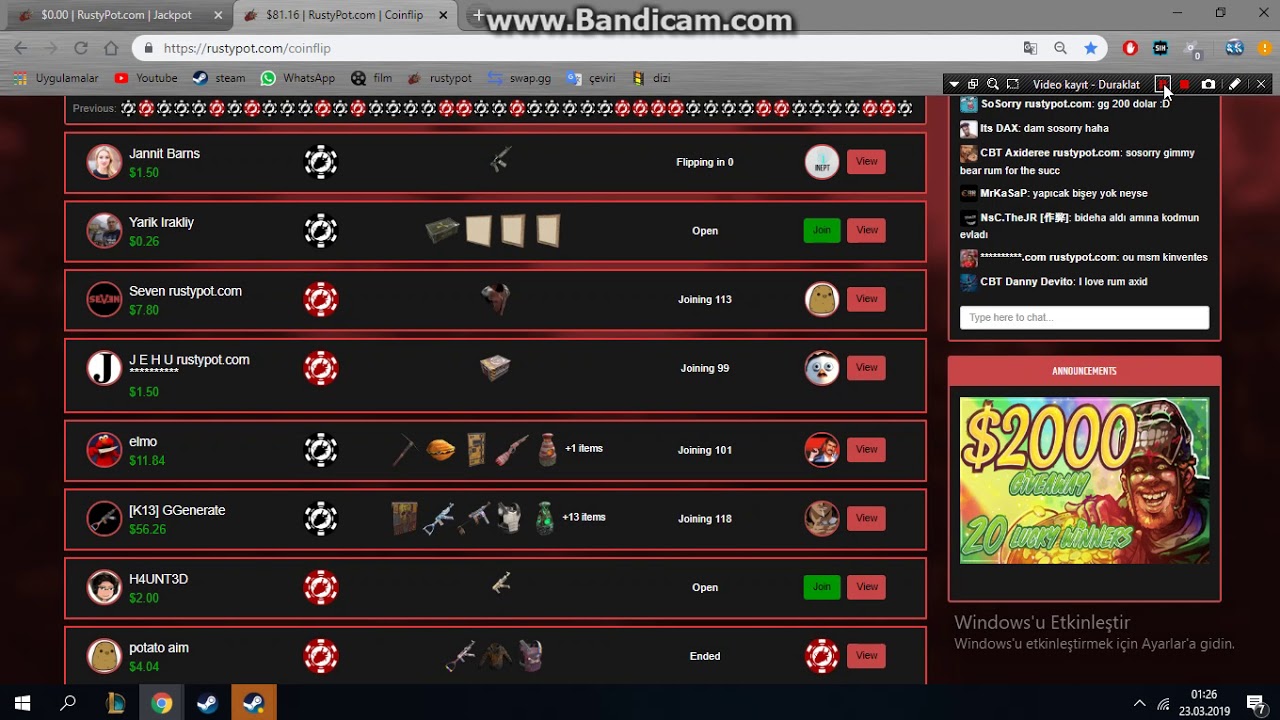 10 DOLLAR TO 200 DOLLAR in RustyPot.com  / JACKPOT