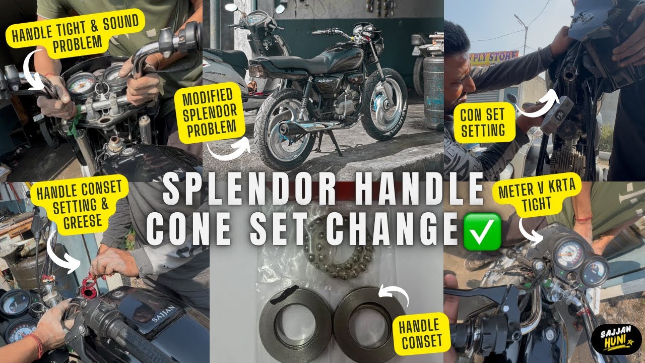 Splendor Plus Handle Cone Set Change | Bike Handle Cone Set Problem | Bike Handle Cone Set Setting ✅
