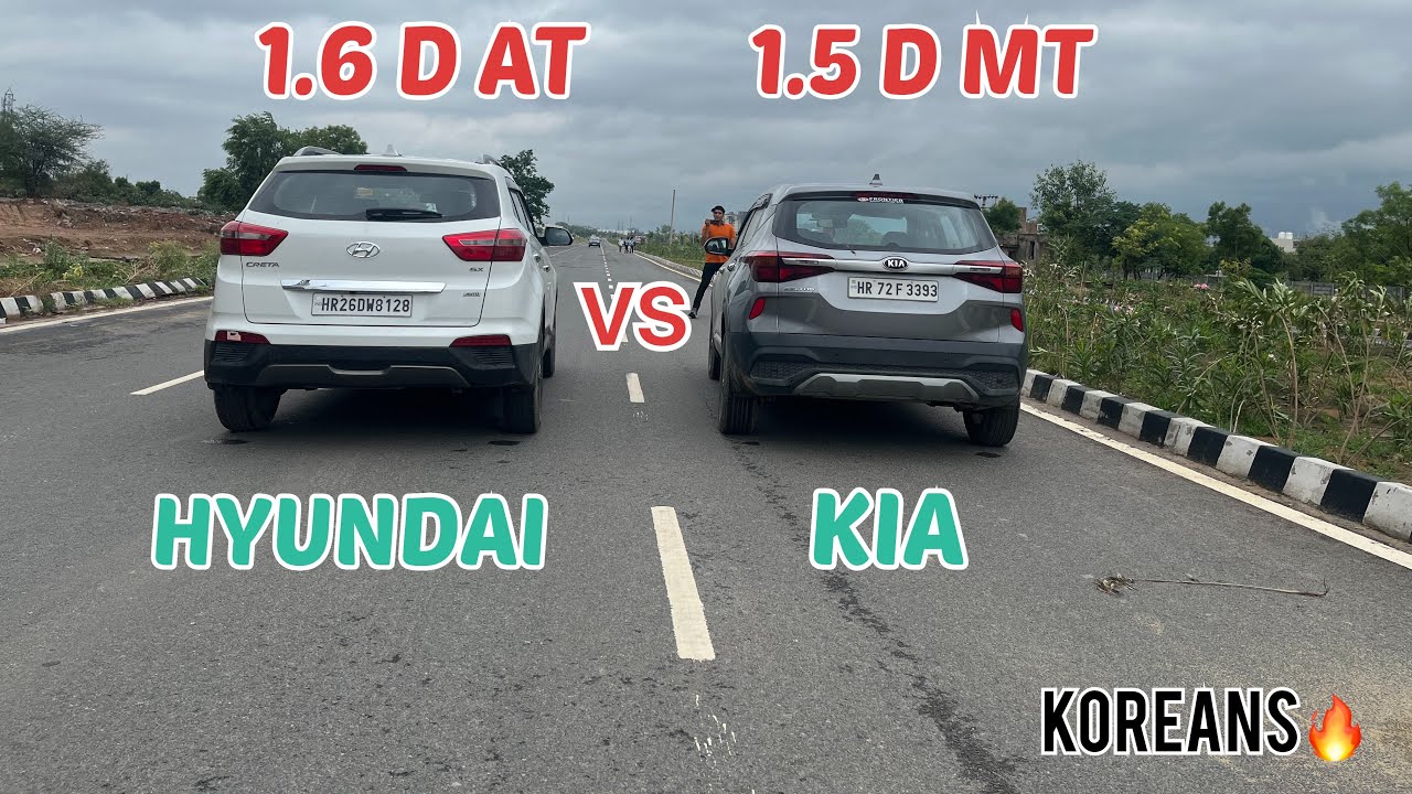 DRAG RACE🏁🏁|HYUNDAI CRETA 1.6 D AUTOMATICvsKIA SELTOS D MANUAL |KOREAN SISTERS |Guess the winner🏎