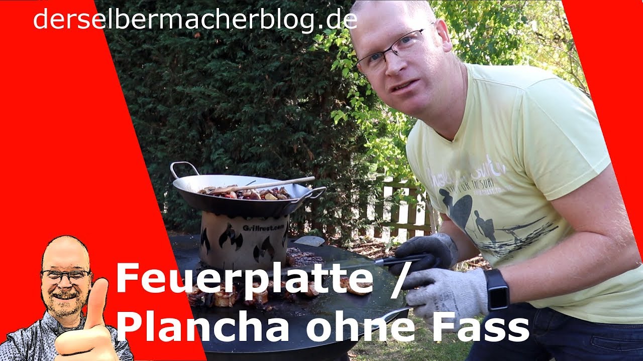 Grillplatte / Plancha / Feuerplatte mit neuer Unterkonstruktion, ohne Fass