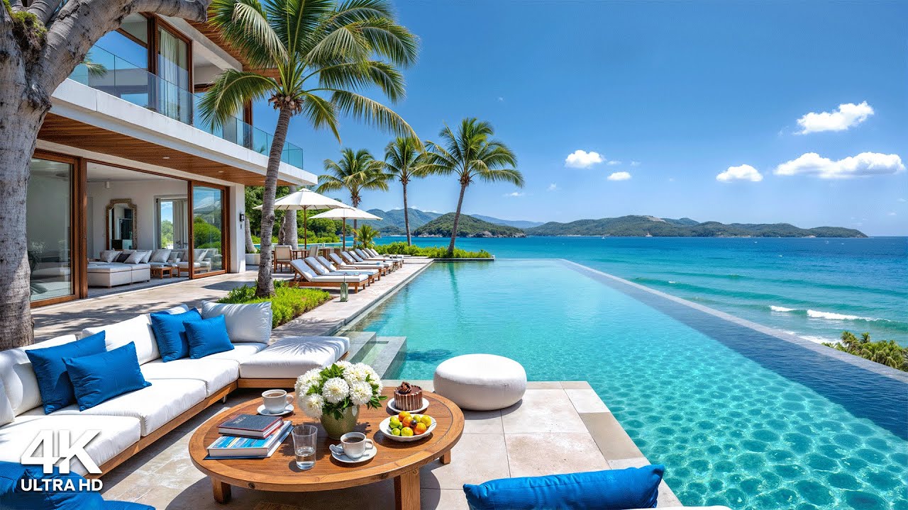 Relaxing Seaside Jazz & Smooth Waves Sound ~ Positive Summer Bossa Nova Music to Energize the day