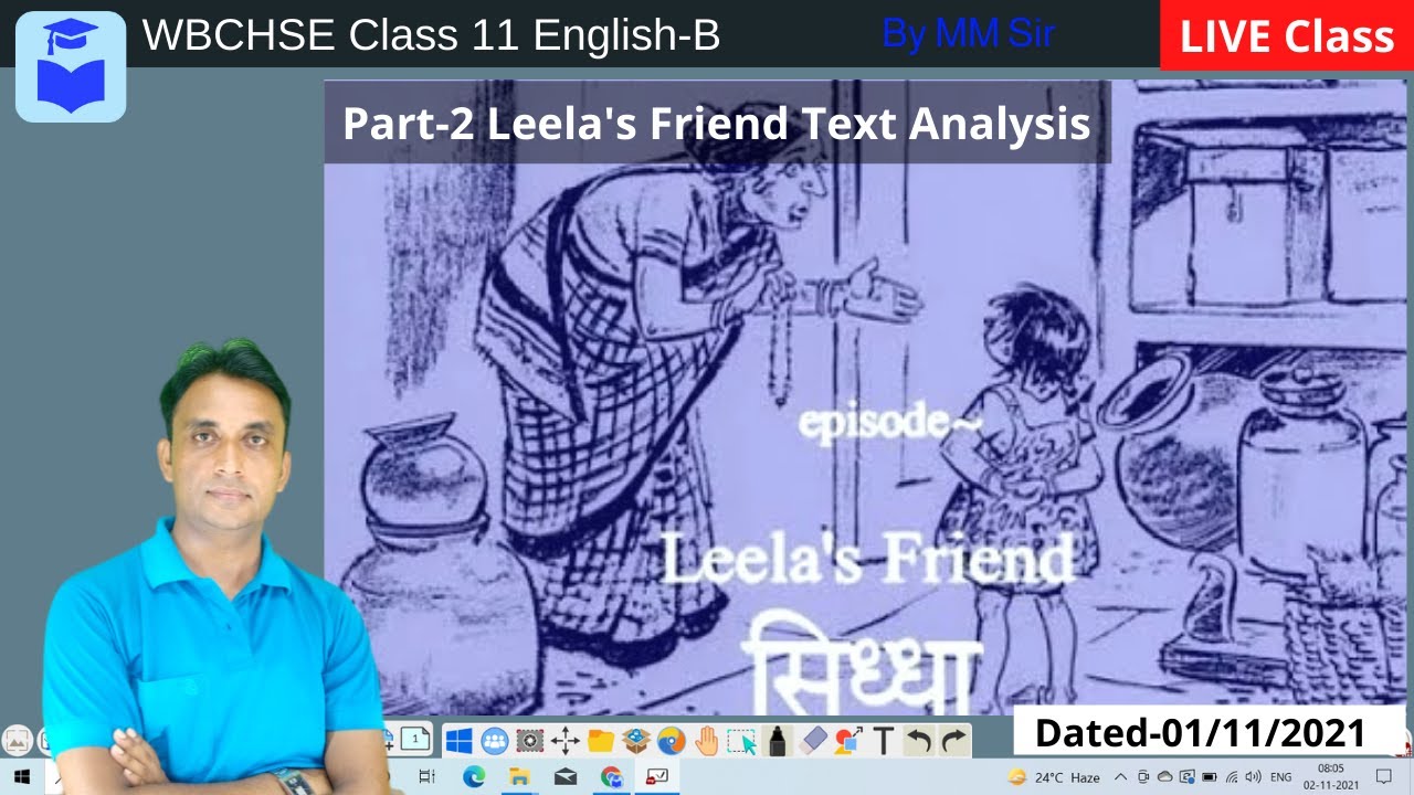 Part-2 Leela's Friend Text Analysis in Hindi || WBCHSE Class 11 || Live Class for HS 2022 || MM Sir