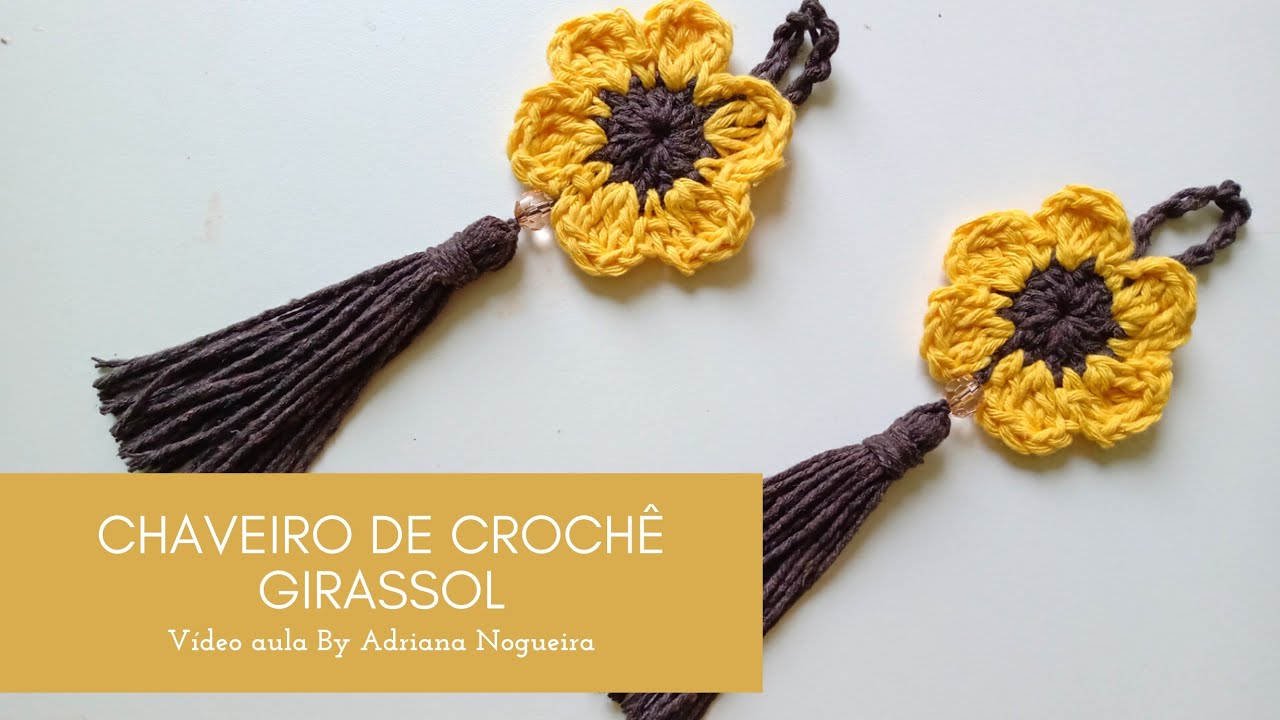Chaveiro de crochê girassol fácil/ video aula passo a passo