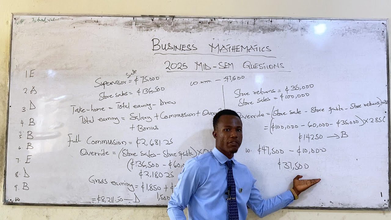 BUSINESS MATHEMATICS 2025 MIDSEM QUESTIONS