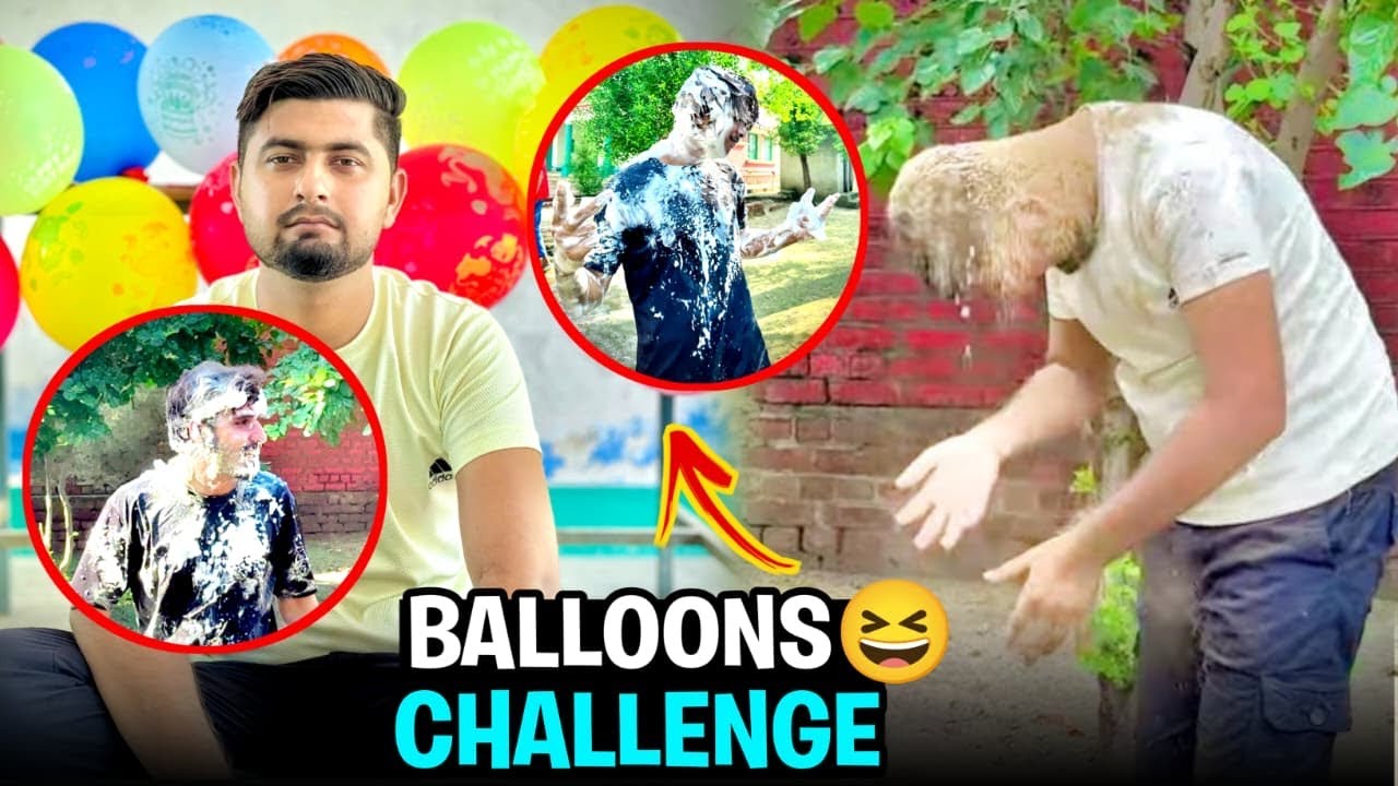 Sab ko heavy punishment mili hai 😱 Balloons challenge with friends 